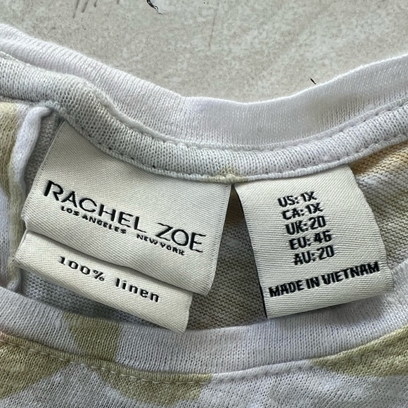 Women’s Rachel Zoe 100% Linen Floral Button Down the Back Short Sleeve Top Sz 1X - Picture 6 of 6